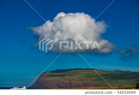 Cloud over Rano Kau volcano in Rapa Nui Cloud over Rano Kau volcano in Rapa Nui 58858099