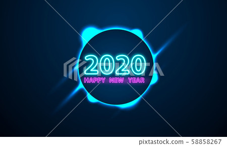 2020 Happy New Year Neon Text. 58858267
