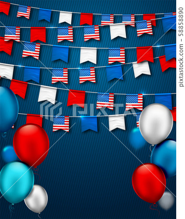 Garlands of USA flags. National holiday in America 58858890
