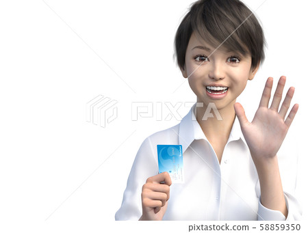 Woman with credit card perming3DCG illustration material 58859350