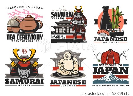 Japan culture and travel, tradition icons 58859512