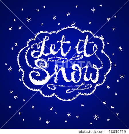 Let it snow. Christmas retro poster with hand Let it snow. Christmas retro poster with hand 58859739