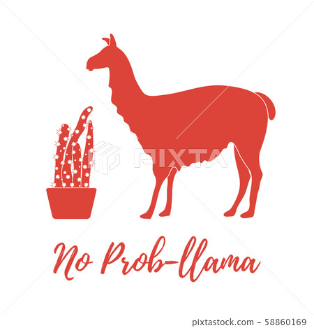 Vector illustration with llama and cactus Vector illustration with llama and cactus 58860169