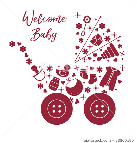 Newborn baby vector illustration Baby stroller Newborn baby vector illustration Baby stroller 58860190