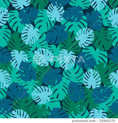 Tropical seamless pattern Monstera leaves. - Stock Illustration ...