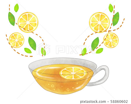 Fragrant lemon tea illustration material... - Stock Illustration ...