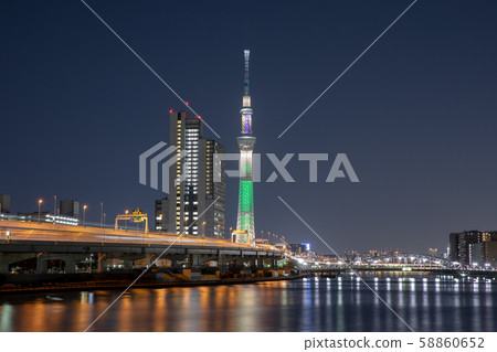 Urban night view Shioiri Park Tokyo Sky Tree 58860652