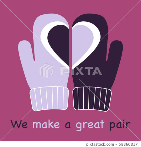 Mittens and drawing heart on them Valentine's Day Mittens and drawing heart on them Valentine's Day 58860817
