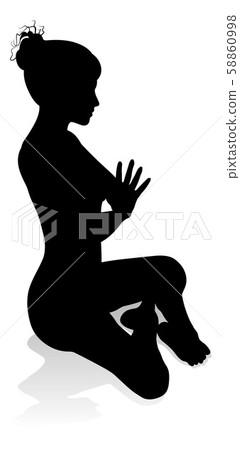 Yoga Pilates Pose Woman Silhouette Yoga Pilates Pose Woman Silhouette 58860998