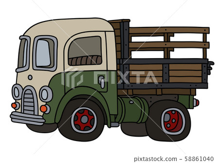 The funny retro green and cream truck 58861040