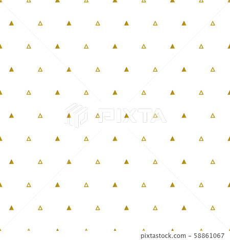 Gold triangles pattern on white background. Abstract seamless repeating pattern. Minimal design with Gold triangles pattern on white background. Abstract seamless repeating pattern. Minimal design with 58861067