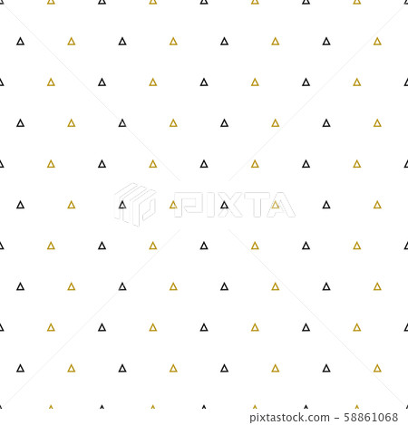 Gold triangles pattern on white background. Abstract seamless repeating pattern. Minimal design with 58861068