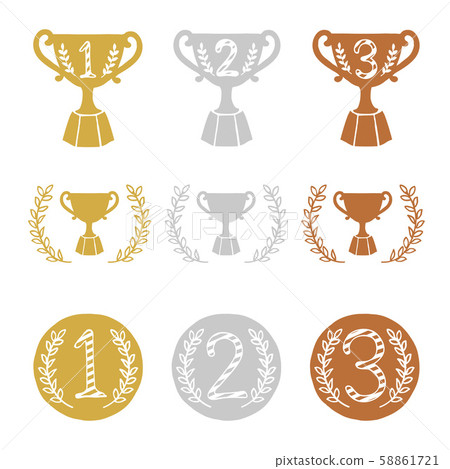 Hand drawn trophy set 58861721