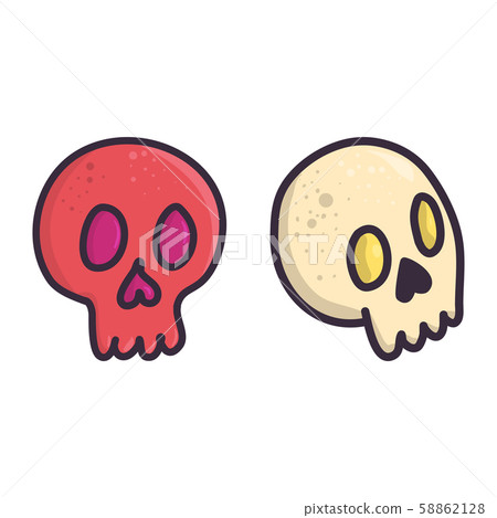 Set of two skull in doodle style. 58862128