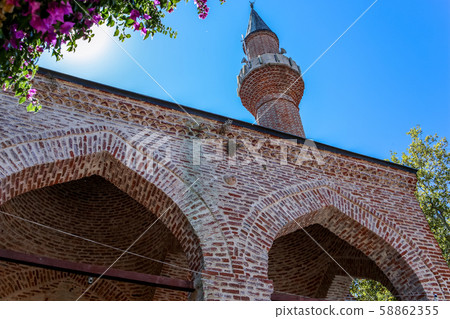 the brick walls of the fortress of Alanya . the brick walls of the fortress of Alanya . 58862355