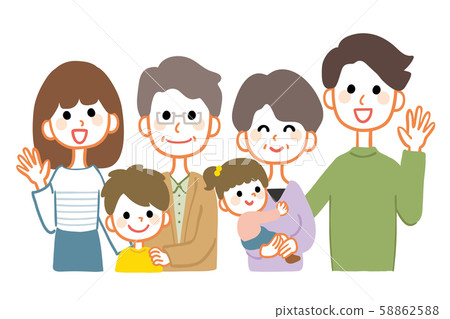 Three generation family gathering upper body 58862588