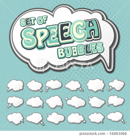 White speech balloons. Set of thought bubbles White speech balloons. Set of thought bubbles 58863066