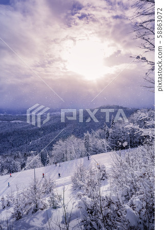 Active holidays of skiers in Carpathian mountains Active holidays of skiers in Carpathian mountains 58863072