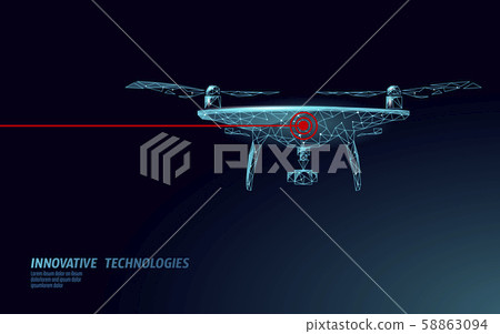 No drones low poly banner template. Regulation of unmanned aerial vehicles sky delivery. Law ban 58863094