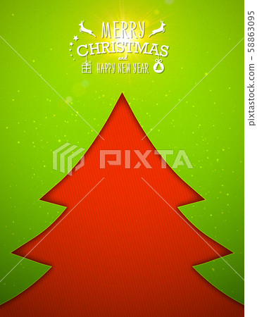 Holiday background with christmas tree of paper 58863095