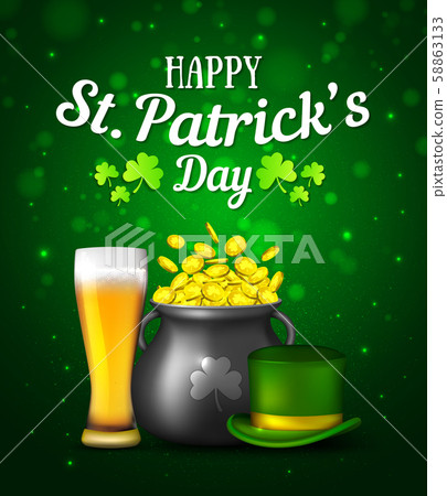 Saint Patricks Day background with coins, hat Saint Patricks Day background with coins, hat 58863133
