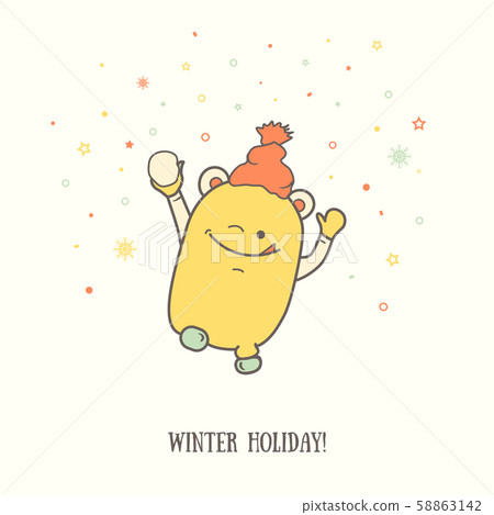 Christmas background with funny cartoon personage 58863142