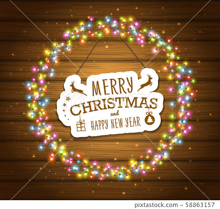 Xmas poster. Christmas garlands of luminous bulbs Xmas poster. Christmas garlands of luminous bulbs 58863157