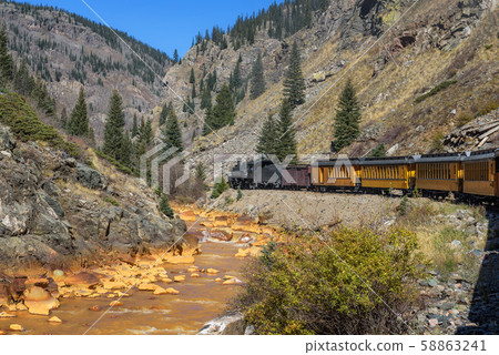 Historic steam engine train in Colorado, USA 58863241