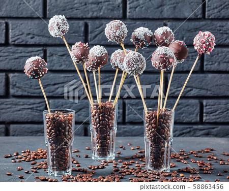 Festive chocolate cake pops in the glasses Festive chocolate cake pops in the glasses 58863456