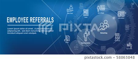 Employee Referrals Icon Set Web Header Banner Stock