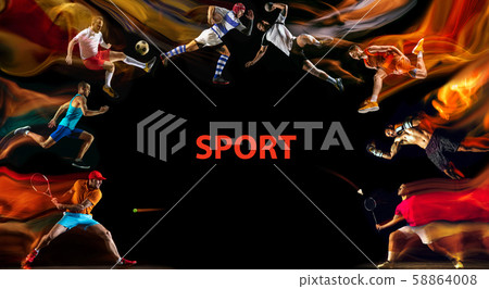 Creative collage of childrens and adults in sport 58864008