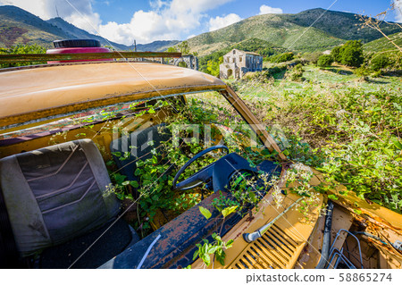 In the abandoned village of Peritheia on Corfu 58865274