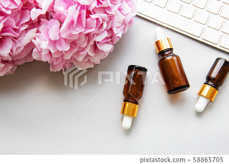 Pink hydrangea and massage oil Pink hydrangea and massage oil 58865705