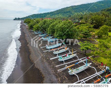 Aerial view of Amed beach in Bali, Indonesia 58865778