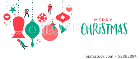 Merry Christmas banner cute people ornament bauble 58865894