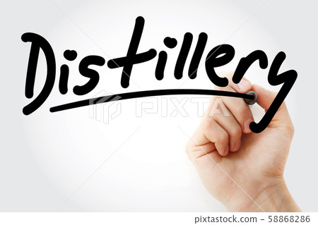 Hand writing Distillery with marker 58868286