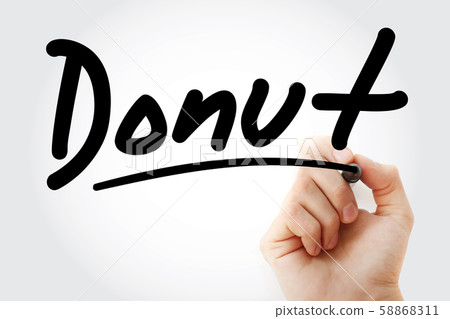 Hand writing Donut with marker 58868311