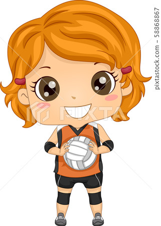 Kid Girl Volleyball Illustration Kid Girl Volleyball Illustration 58868867