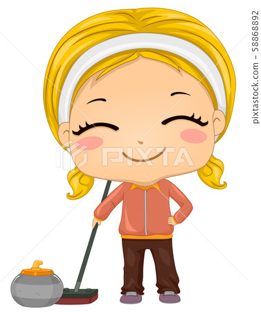 Kid Girl Curling Illustration 58868892