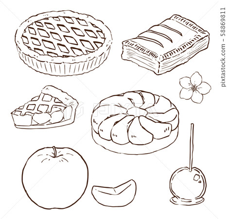 Sweets Using Apples Line Drawing Stock Illustration 58869811 Pixta