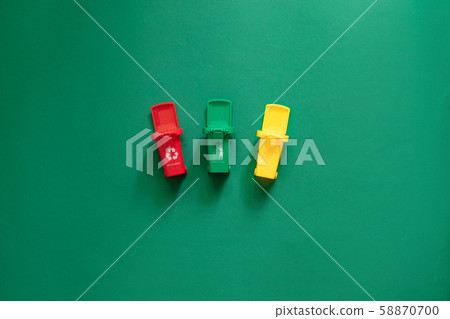 Trash bins and different garbage Waste recycling Trash bins and different garbage Waste recycling 58870700