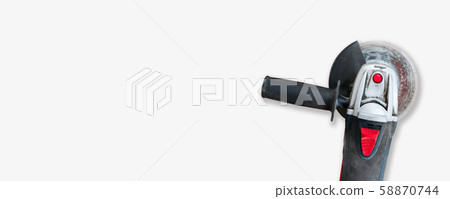 Top view of electric angle grinder isolated on Top view of electric angle grinder isolated on 58870744