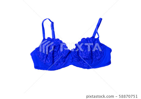 Blue lace bra on a white background 58870751