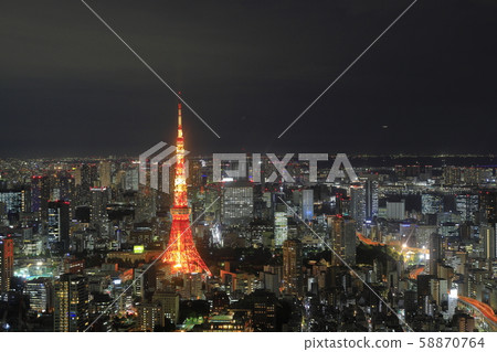 Tokyo night view of Tokyo Tower 58870764