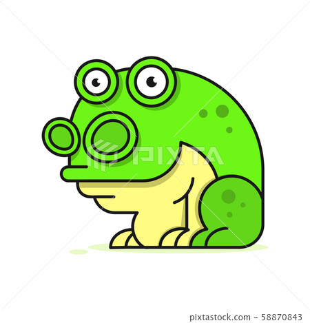 Funny Green Frog Cartoon Sitting Vector 58870843