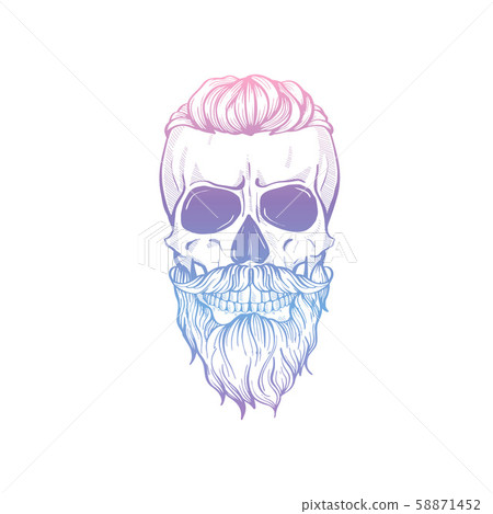 Angry skull with cirly hairstyle Angry skull with cirly hairstyle 58871452