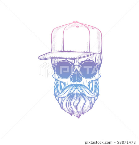 Angry skull with cirly hairstyle 58871478