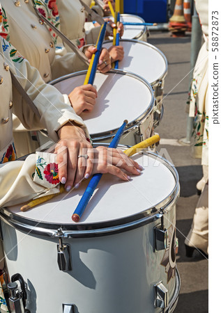 Hands of girls drummers Hands of girls drummers 58872873