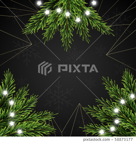 Christmas background with fir branches on dark... - Stock Illustration ...