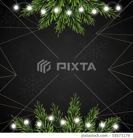 Christmas background with fir branches on dark... - Stock Illustration ...